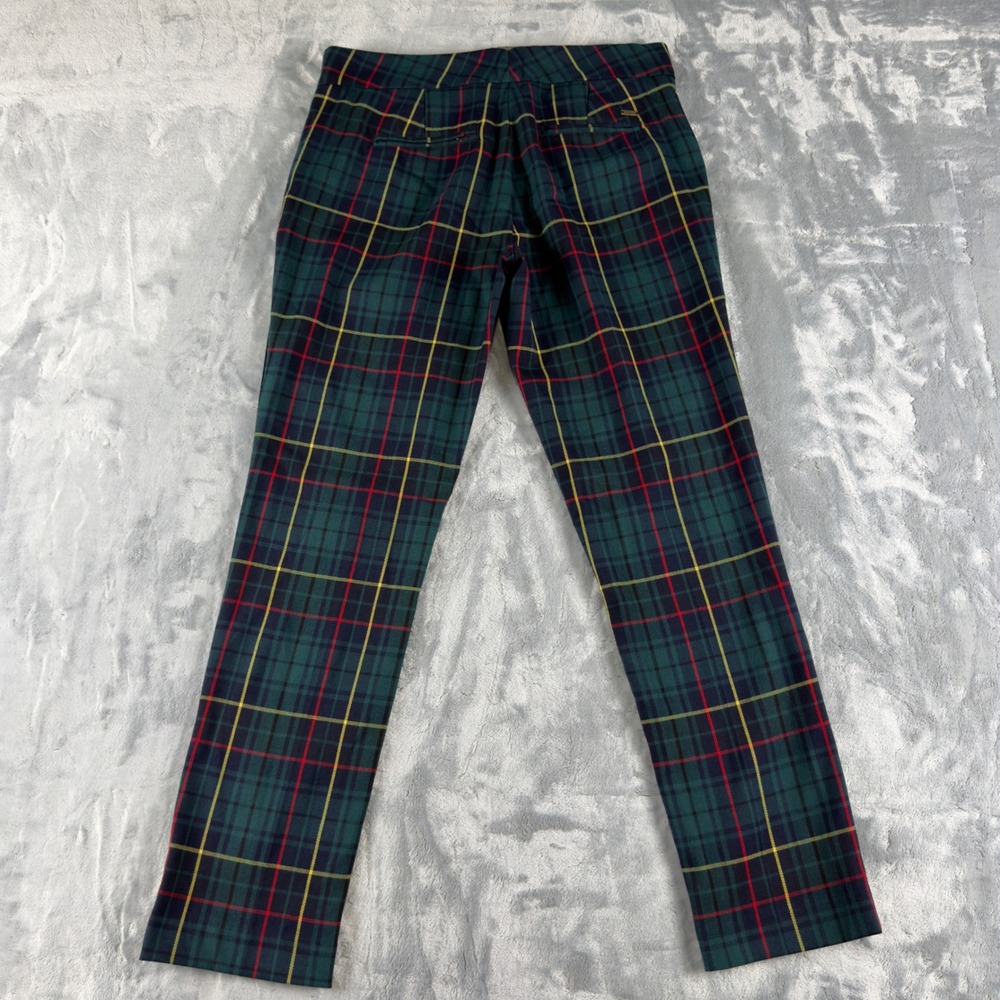 Tommy Hilfiger Women Green Plaid Tartan Slim Leg Dress Pants Size 2 Holiday - Picture 4 of 9